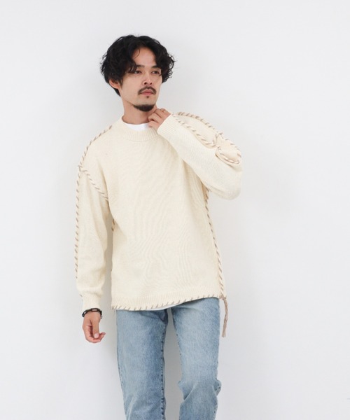 ニット セーター 「Bl」 「IZU」 ハンドステッチニット レディース メンズ ARCHIVER ニット セーター 「Bl」 「IZU」 ハンドステッチニット