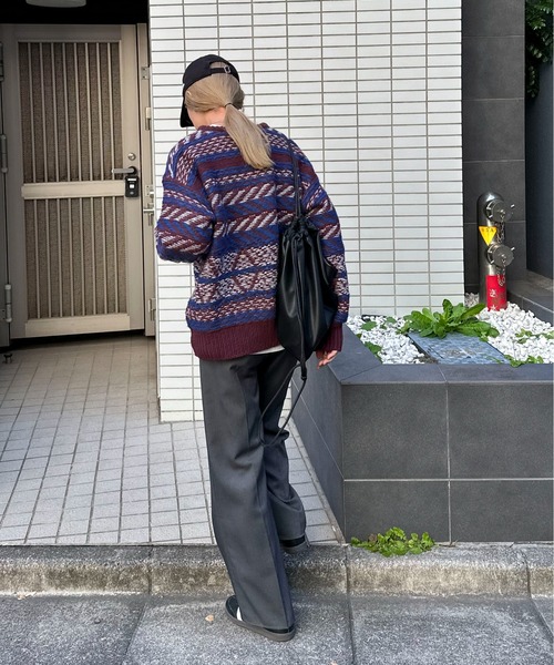 feepur ニット セーター 「ハンドウォッシャブル」幾何柄ジャガード