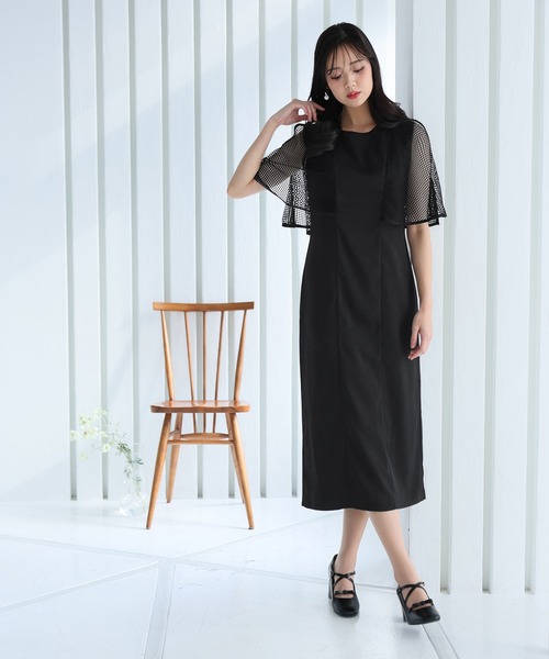 PourVous（プールヴー） ドレス ケープスリーブ パーティードレス