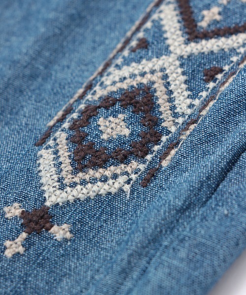 Rakutao様リクエスト品インディゴデニム オーバーオール 手刺繍 チチカカ サロペット オーバーオール Rico 刺繍デニムサロペット