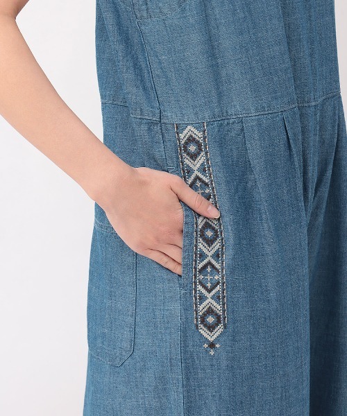 チチカカ サロペット オーバーオール Rico 刺繍デニムサロペット