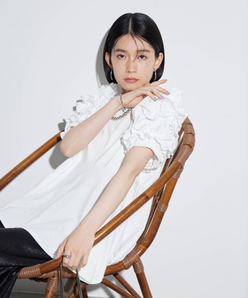 A15835 美品 マルニ　裾フリル　ペプラムカットソー　ネイビー　36 Lajour｜裾フリルペプラムトップス | Rakuten Fashion(楽天