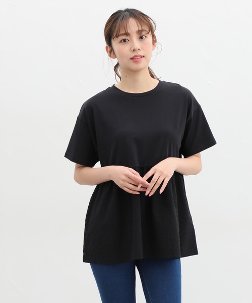 異素材ペプラムTシャツ（カットソー/Tシャツ）｜SNIDEL