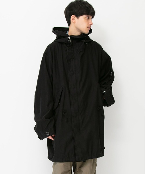 ランバン フーデット ジップアップ コート パーカー ブラック 48 18AW