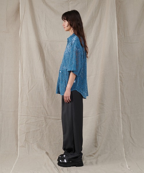 ブラウス シャツ フロッキーレースシャツ / Flocky Lace Shirt レディース ONCILY シャツ FLOCKY LACE SHEER SHIRT / フロッキーレース