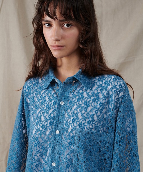 レキップ　ジャージィ ジャケット　フロッキーレースブラウスおまとめ　コート セール】FLOCKY LACE SHEER SHIRT / フロッキーレースシアー
