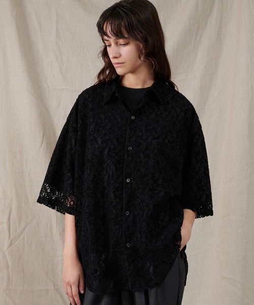 m*i様 大人気完売　ケミカルレース シアーShirt ONCILY シャツ FLOCKY LACE SHEER SHIRT / フロッキーレース