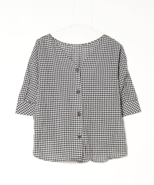 BEAUTY＆YOUTH UNITED ARROWS チェック柄半袖ブラウス - ブラック 