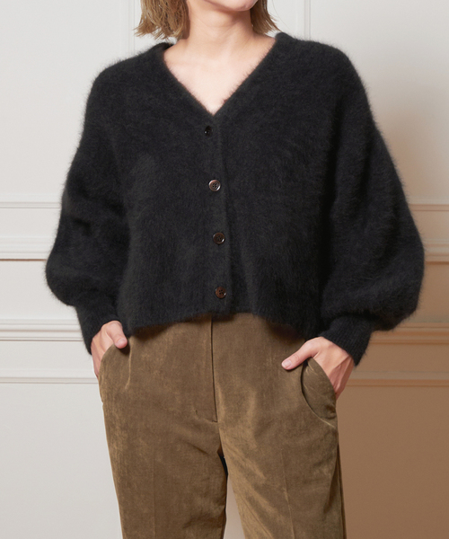 IENA♥ビーズ付きニットカーディガン IENA LA BOUCLE カーディガン ファーニットカーディガン