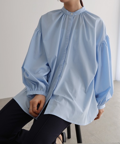 【美品】our 頼れるギャザーブラウス 薄い青 長袖シャツ ギャザー入り 頼れるギャザーブラウス – OURHOME