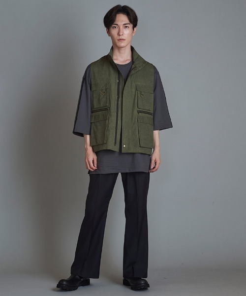 NO ID.（ノーアイディー） ベスト ジレ mcg3525-スタンドカラー