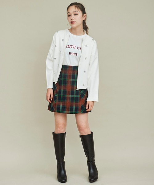 31 Sons de mode スカート ダブルパターンチェックミニスカート