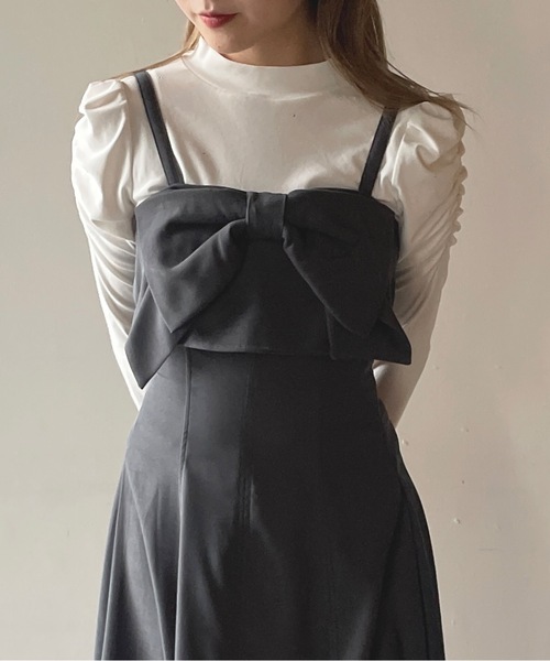 yuhanwang ユハンワン　リボンワンピースBLACK S 新品未使用 one way ワンピース リボンジャンスカ : ZOZOTOWN Yahoo!店 - 通販