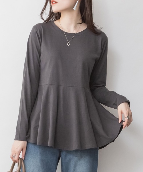 LARU（ラルー） tシャツ 裾フレア 長袖 カットソー レディース