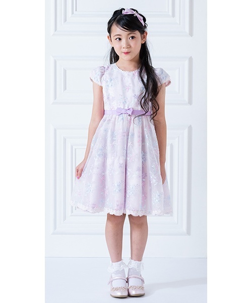 mezzo piano ワンピース 花ブーケレース刺しゅう ワンピース キッズ