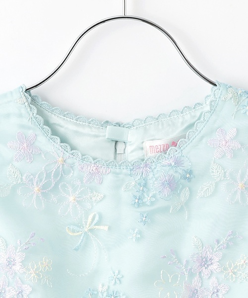 mezzo piano ワンピース 花ブーケレース刺しゅう ワンピース キッズ