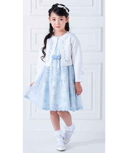 mezzo piano ワンピース 花ブーケレース刺しゅう ワンピース キッズ