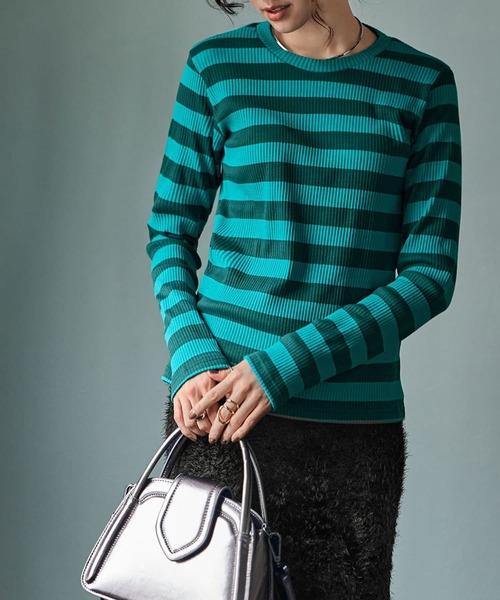 STYLE DELI（スタイルデリ） tシャツ カラーボーダーリブトップス