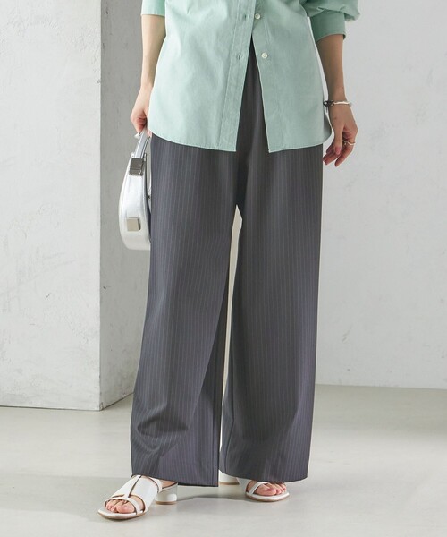 SHIPS（シップス） パンツ 「手洗い可能」ストライプ 細ゴム ワイド