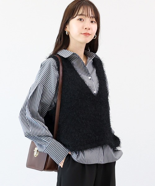 新品☆LOHEN/ローヘン  Vネックニットベストジレ Aletta vita ベスト ジレ フェザーヤーンVネックニットベスト