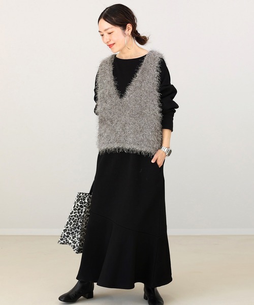 Aletta vita ベスト ジレ フェザーヤーンVネックニットベスト