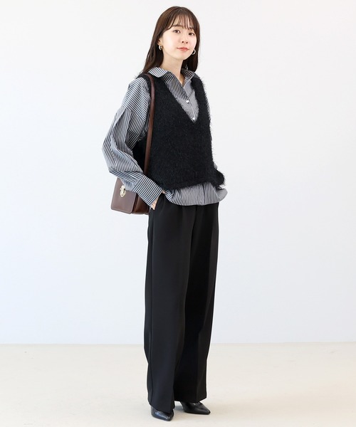 Aletta vita ベスト ジレ フェザーヤーンVネックニットベスト