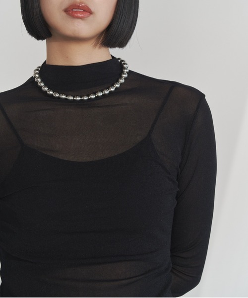 【未使用】Deuxieme Classe シアーハイネックトップス　ブラック Solace tシャツ ベーシックシアーハイネックトップス レディース