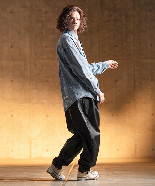 GLIMCLAP パンツ mp13177- Synthetic leather balloon silhouette