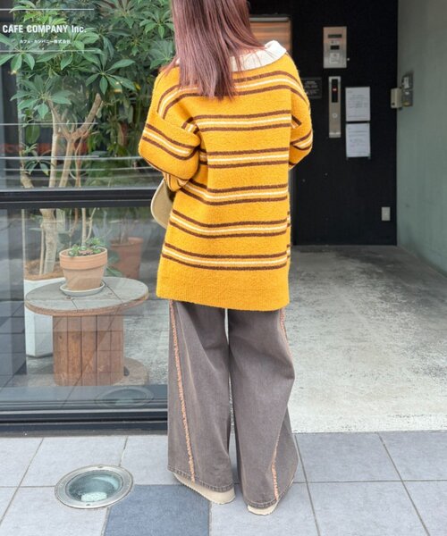 ジーンズ デニム デニムパンツ フリンジバギーデニムパンツ レディース