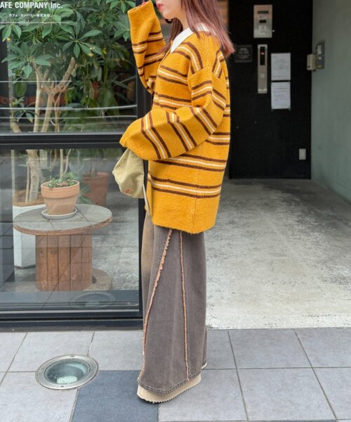 ジーンズ デニム デニムパンツ フリンジバギーデニムパンツ レディース