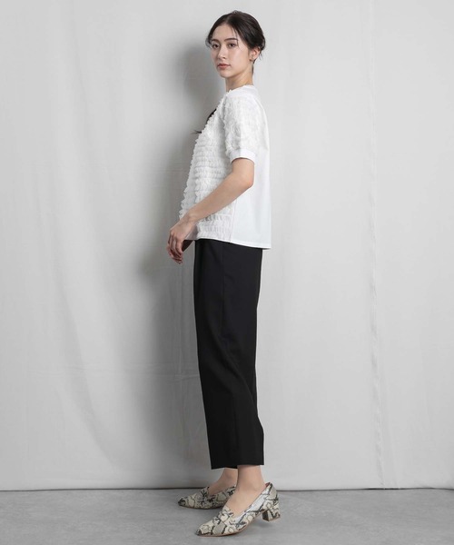 スラックス パンツ バックスリットストレートパンツ レディース