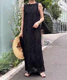 美品 GALLARDAGALANTE 異素材 長袖 ひざ丈 ワンピース F COLLAGE GALLARDAGALANTE ワンピース バテンレースワンピース