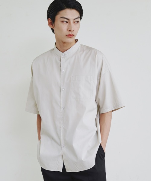 シャツ 半袖 COMMONWARE:ビッグサイズバンドカラーシャツS/S メンズ 