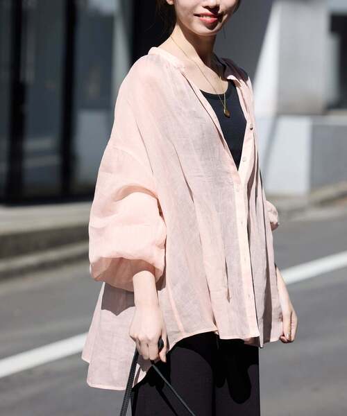 SLOBE IENA ラミースキッパーシャツ ホワイト ボイルスキッパーワイドギャザーブラウス（シャツ／ブラウス