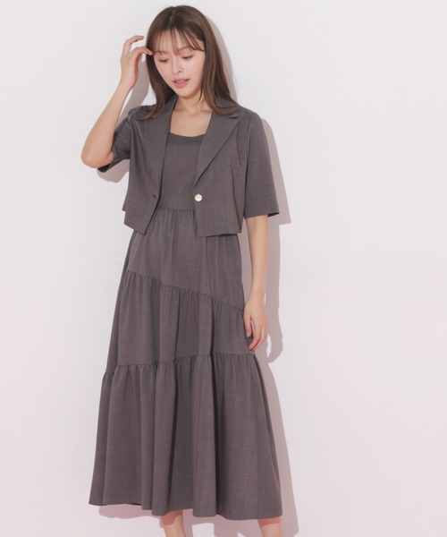 O334新品JILLSTUARTレースアップセットワンピースS￥17270 JILL by STUART ワンピース デニムライクステッチシリーズ2
