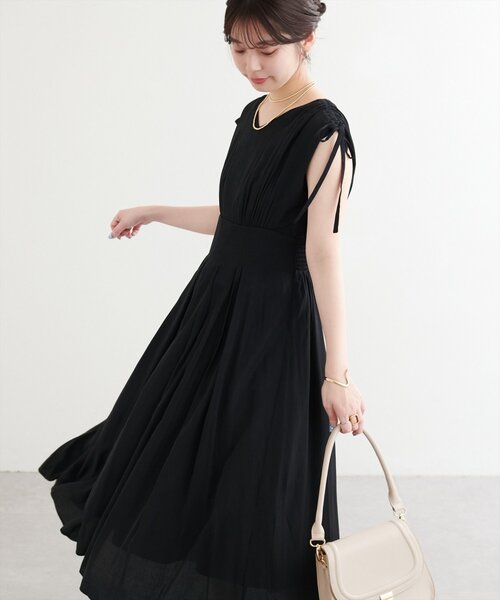 natural couture ワンピース 「WEB限定」ドロストリボンハイ