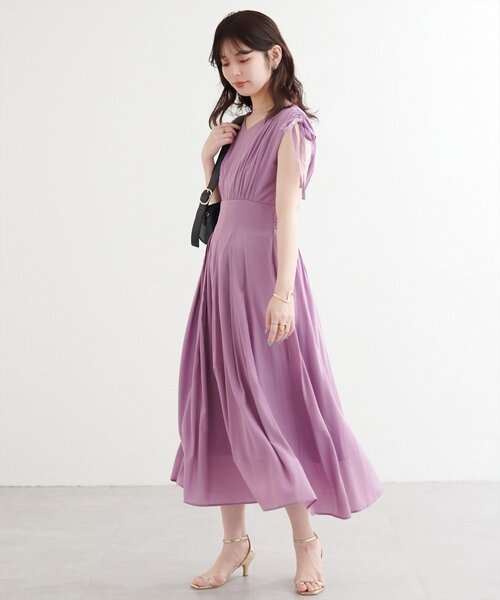 【美品】ナチュラルクチュール ドロストリボンハイウエストワンピース natural couture ワンピース 「WEB限定」ドロストリボンハイ