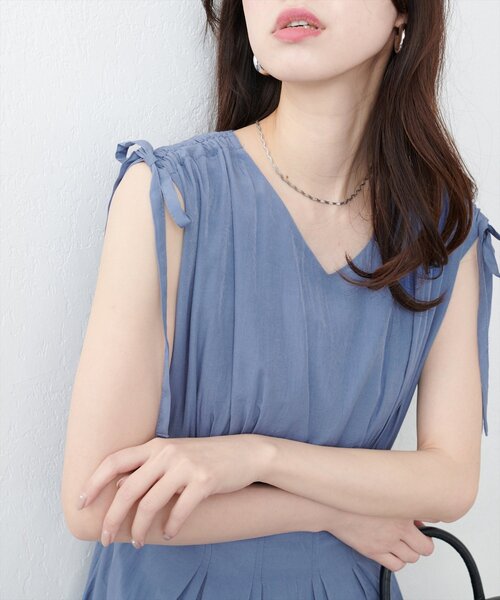 natural couture ワンピース 「WEB限定」ドロストリボンハイウエスト