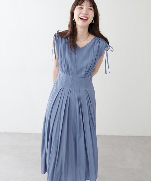 【美品】ナチュラルクチュール ドロストリボンハイウエストワンピース natural couture ワンピース 「WEB限定」ドロストリボンハイ
