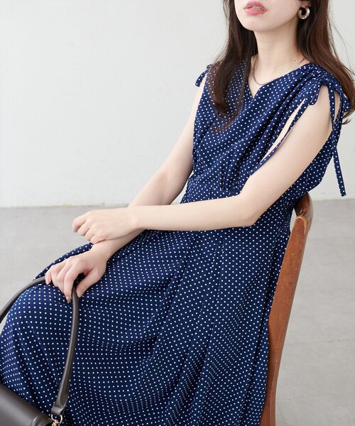 【美品】ナチュラルクチュール ドロストリボンハイウエストワンピース natural couture ワンピース 「WEB限定」ドロストリボンハイ