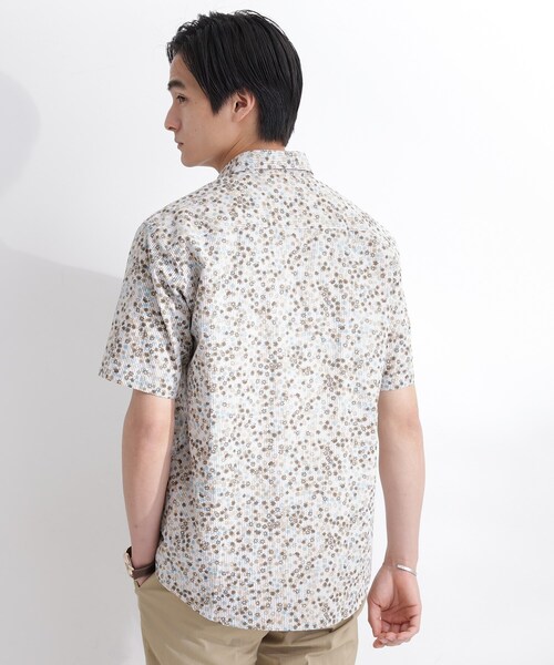 TAKEO KIKUCHI（タケオキクチ） シャツ ストライプ小花プリント 半袖