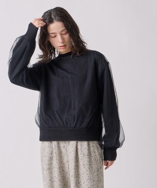 ニット セーター 「WHYTO. / ホワイト」チュールレイヤードニット レディース