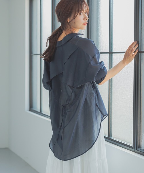 ブラウス シャツ バックデザインシアーシャツ574355 レディース