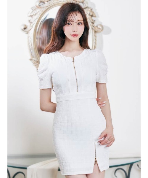 DAZZY（デイジー） ドレス パイピングツイード フロントファスナー