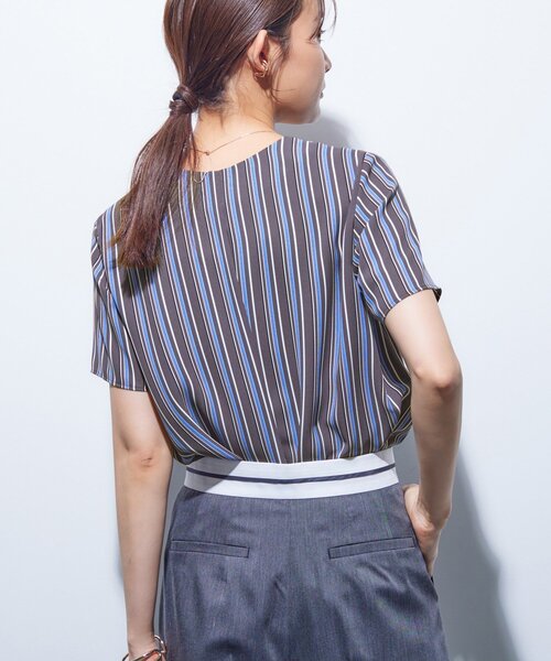 大きいサイズ！INDIVIストライプ　ブラウス48 INDIVI ブラウス シャツ 「洗える／通勤」マルチストライプ