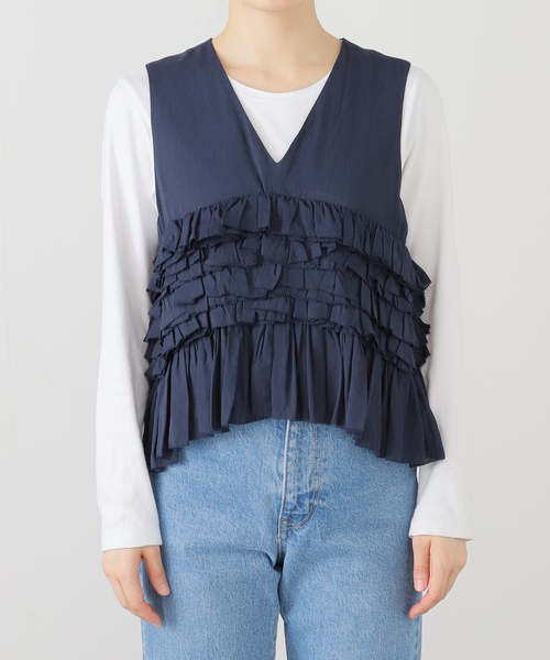 SLOBE IENA ブラウス シャツ 2WAY フリルノースリーブブラウス