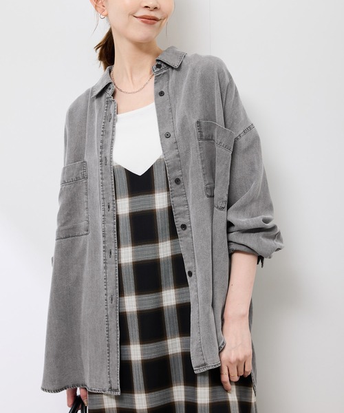 美品✨ドゥロワー シャツ 春服 ブラウス シャンブレー 綿 デニム 日本製 ROPE' PICNIC（ロペ ピクニック） ブラウス シャツ シャンブレーデニム
