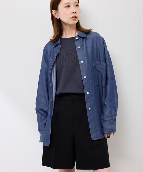 美品✨ドゥロワー シャツ 春服 ブラウス シャンブレー 綿 デニム 日本製 ROPE' PICNIC（ロペ ピクニック） ブラウス シャツ シャンブレーデニム