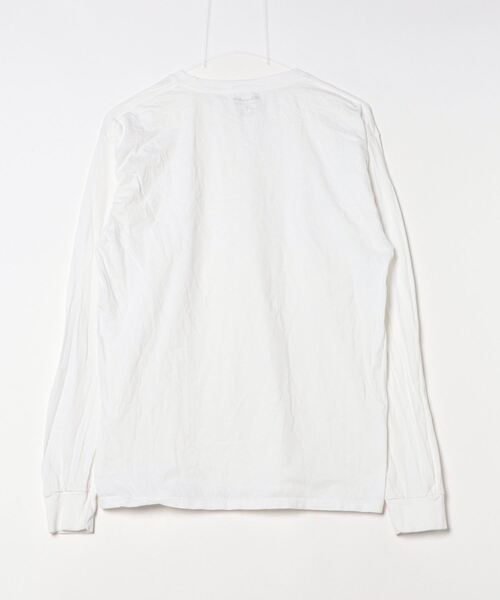 「Champion」 ワンポイント長袖Tシャツ M ホワイト メンズ