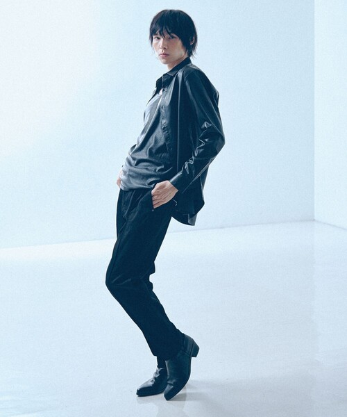 5351 POUR LES HOMMES シャツ レザータッチ 長袖シャツ メンズ